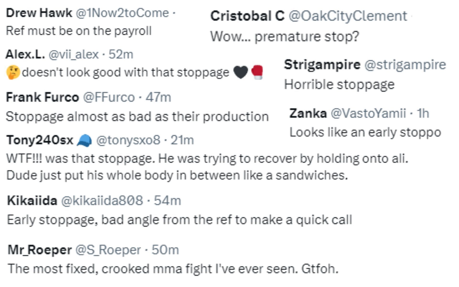 Screenshots of fan reactions